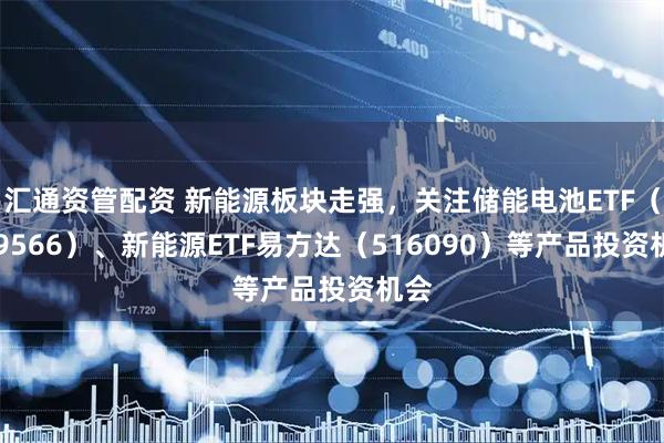 汇通资管配资 新能源板块走强，关注储能电池ETF（159566）、新能源ETF易方达（516090）等产品投资机会